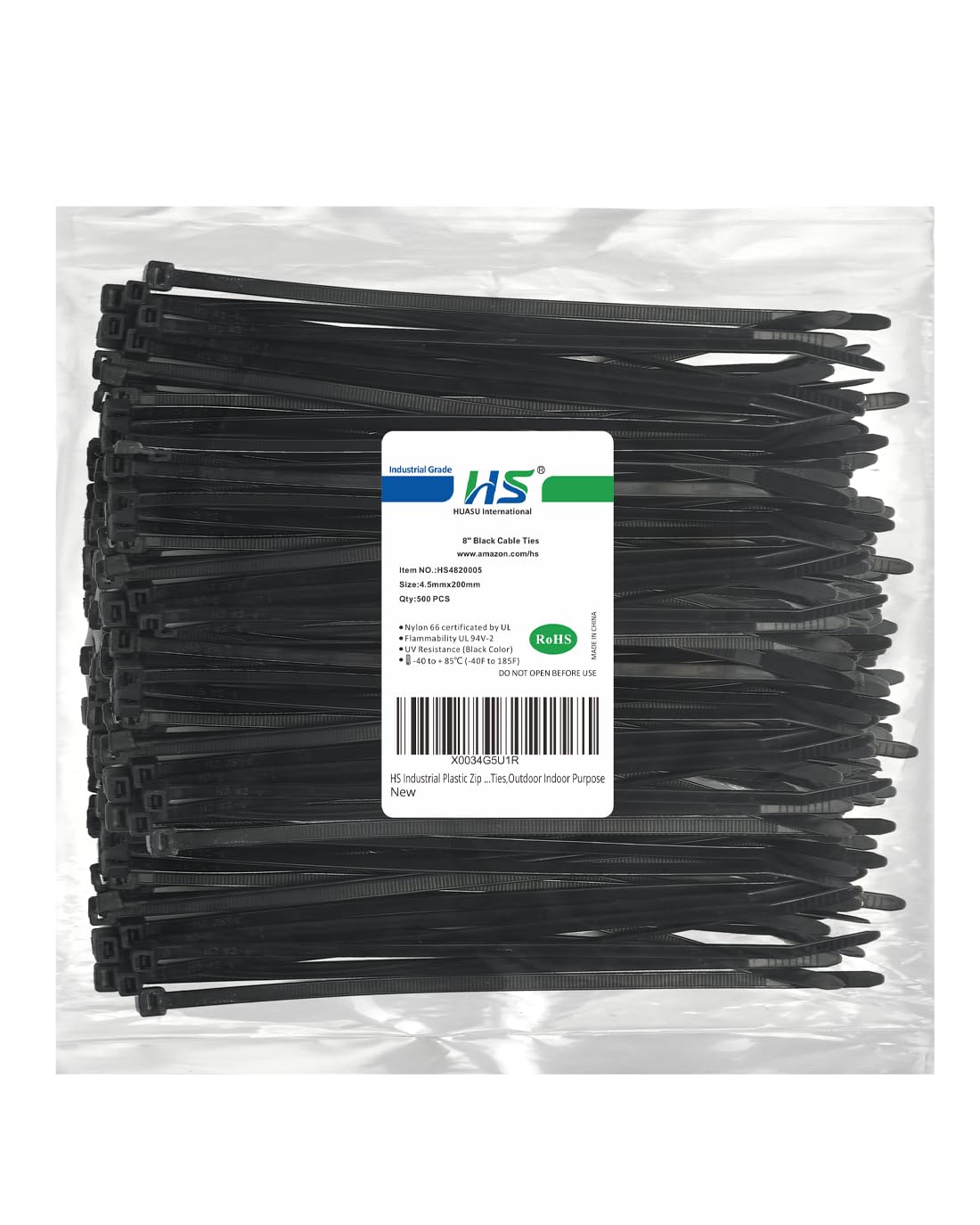 Amazon.com: HS Thick Zip Ties 8 Inch x 3/16